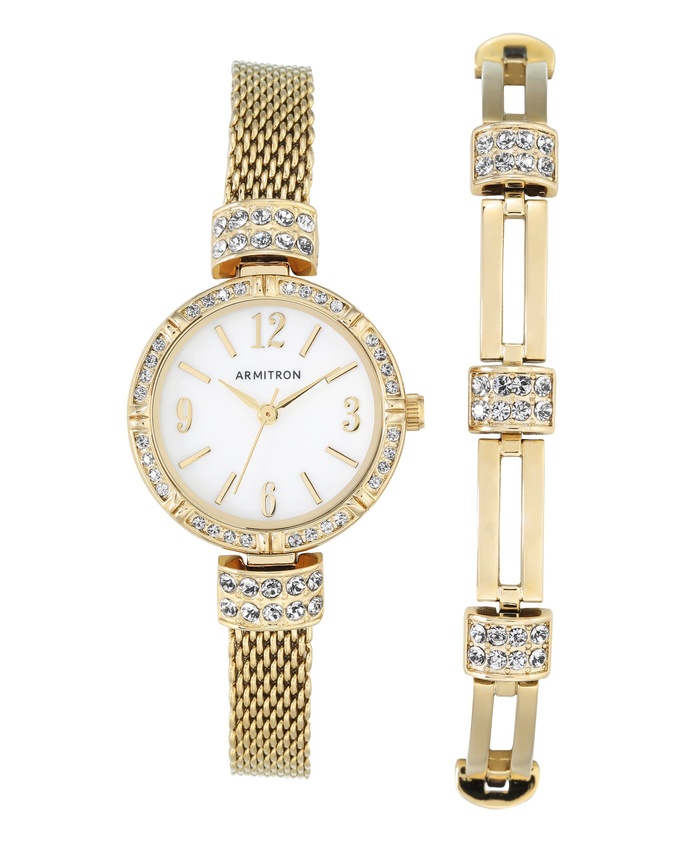 Armitron Women s Swarovski Crystal Accented Watch and Bracelet Set G