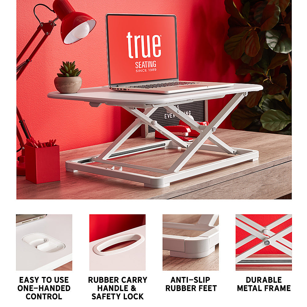 True Seating - Ergo Height Adjustable Laptop Riser Stand - White ...