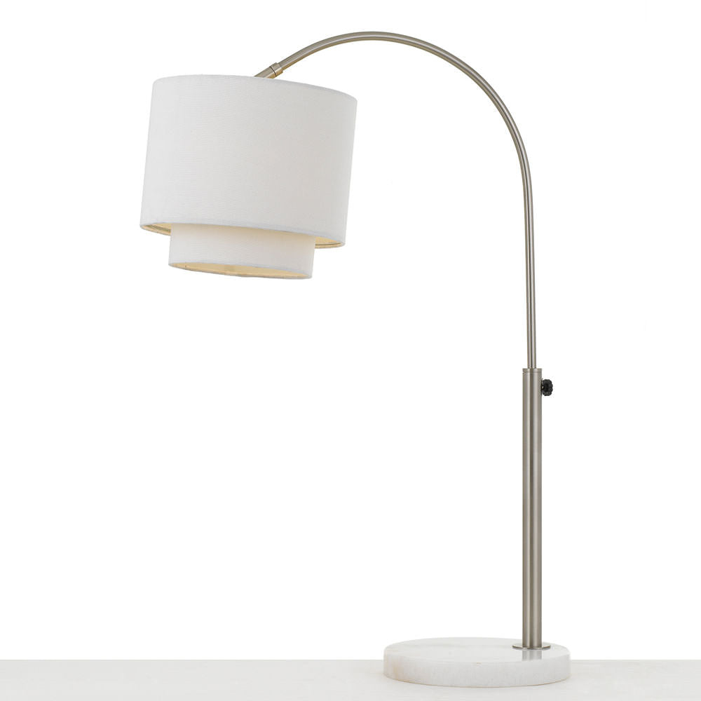 Arched Table Lamp in Brushed Nickel with Fabric Shade – Zebit Preview