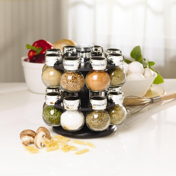 Kamenstein 16-Jar Revolving Spice Rack with Spice Refills for