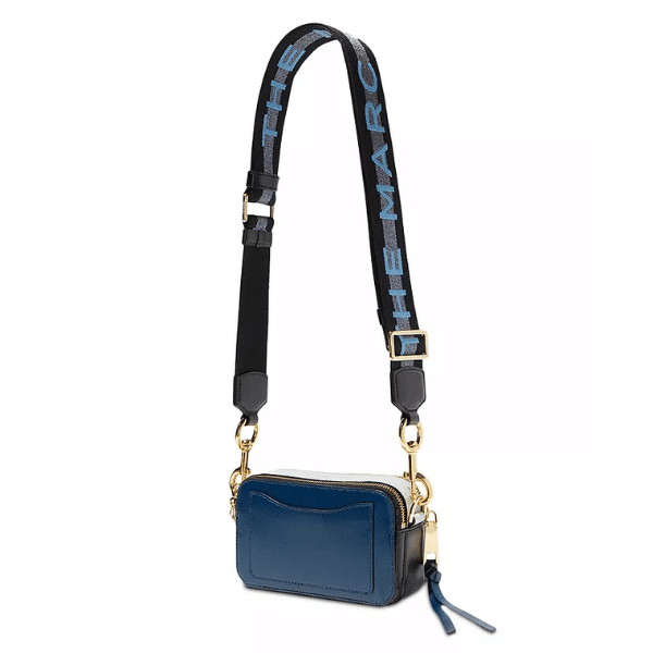 Marc Jacobs Logo Strap Snapshot Small Camera Bag Leather Blue Sea